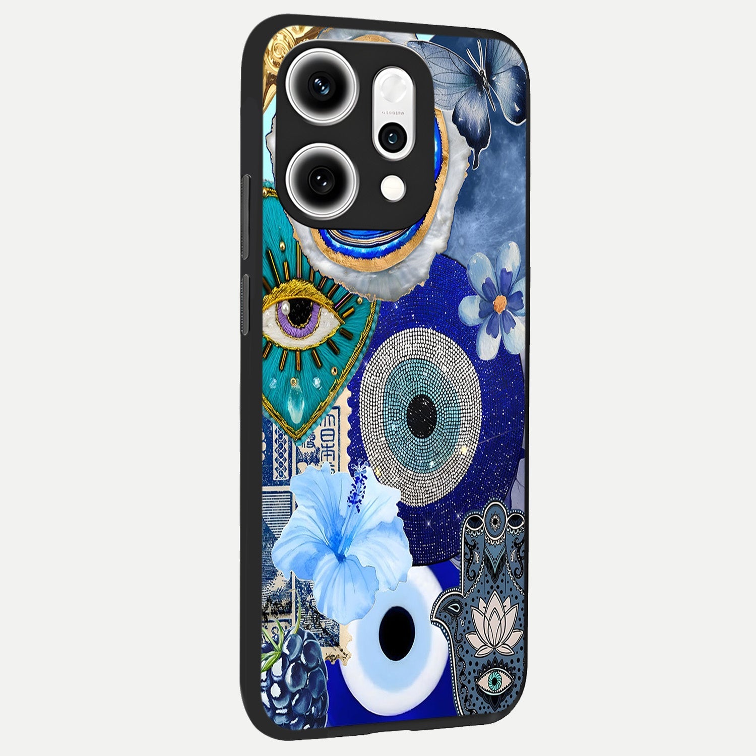  Celestial Blue Vision back cover For Oppo Reno 14 Pro slim fit glass case with vibrant aesthetic design