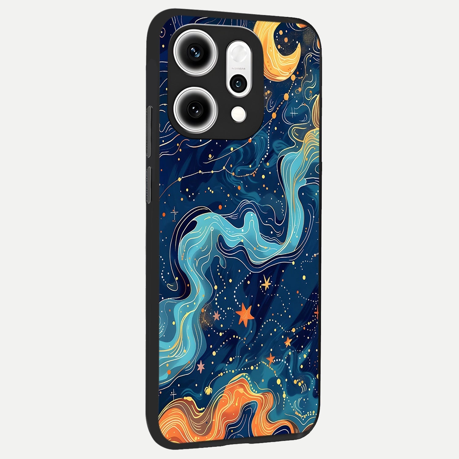  Celestial Dream Flow back cover For Oppo Reno 14 Pro slim fit glass case with vibrant aesthetic design