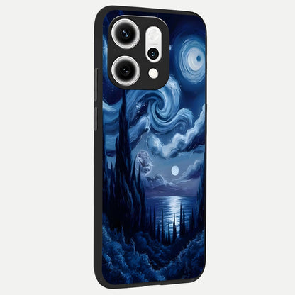  Celestial Dream Van Gogh back cover For Oppo Reno 14 Pro slim fit glass case with vibrant aesthetic design