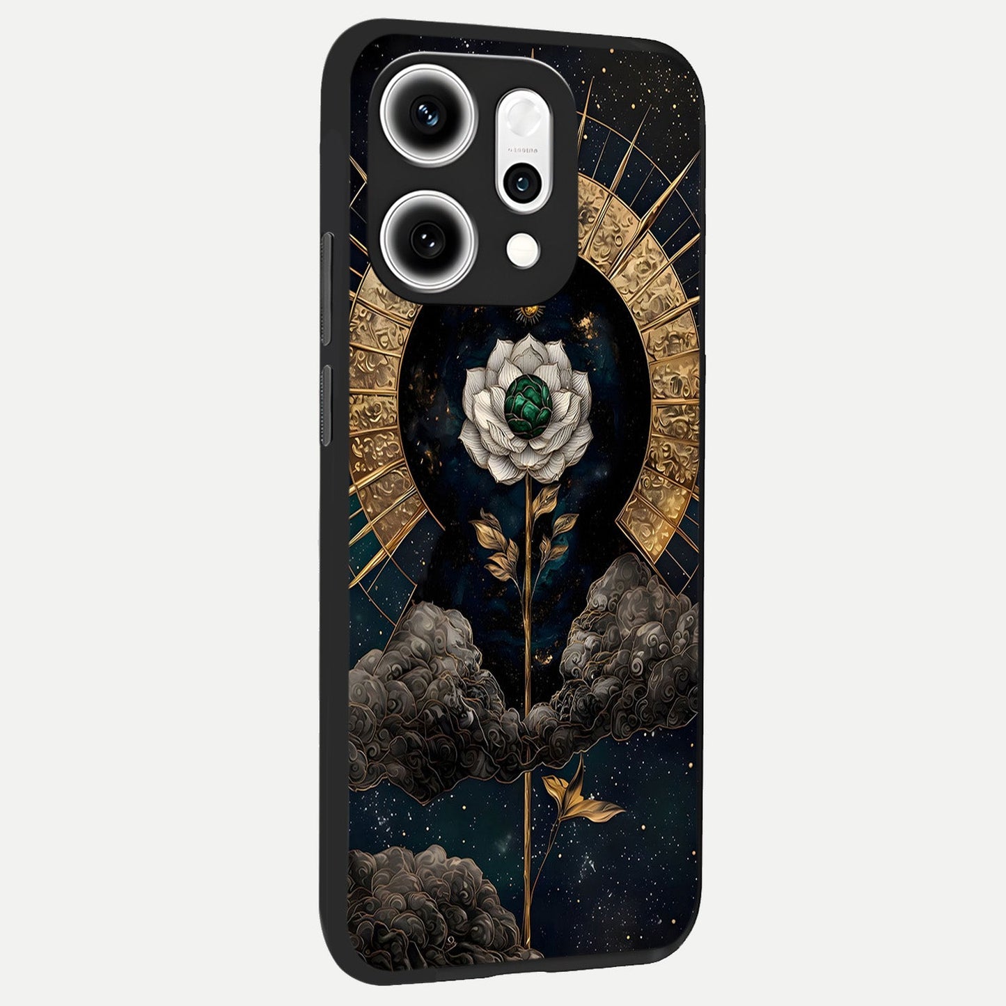  Celestial Lotus Morang back cover For Oppo Reno 14 Pro slim fit glass case with vibrant aesthetic design