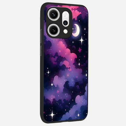  Celestial Moon Magic back cover For Oppo Reno 14 Pro slim fit glass case with vibrant aesthetic design