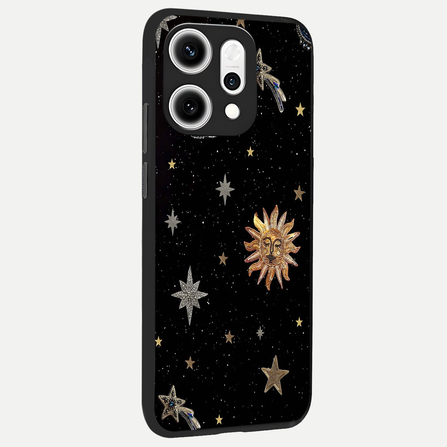  Celestial Moon With Stars back cover For Oppo Reno 14 Pro slim fit glass case with vibrant aesthetic design