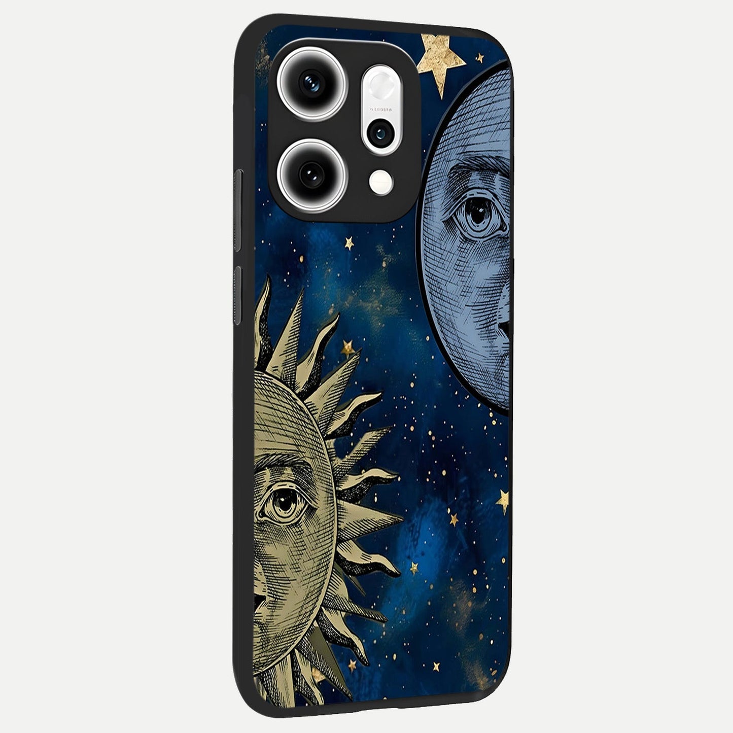  Celestial Moon With Sun back cover For Oppo Reno 14 Pro slim fit glass case with vibrant aesthetic design