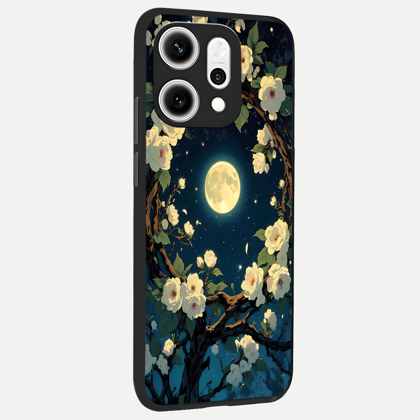  Celestial Moon And Flower back cover For Oppo Reno 14 Pro slim fit glass case with vibrant aesthetic design