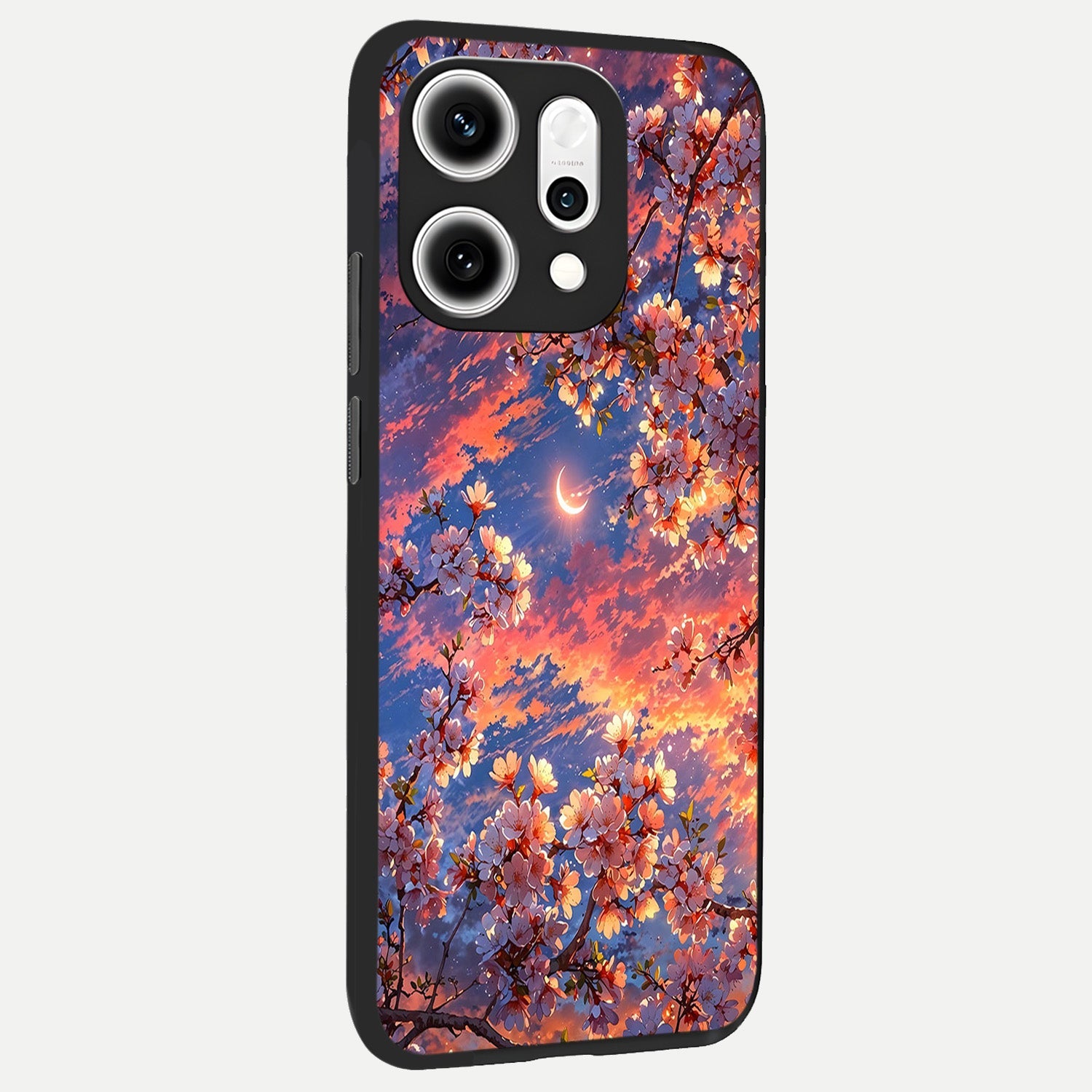  Celestial Sakura Sunset back cover For Oppo Reno 14 Pro slim fit glass case with vibrant aesthetic design
