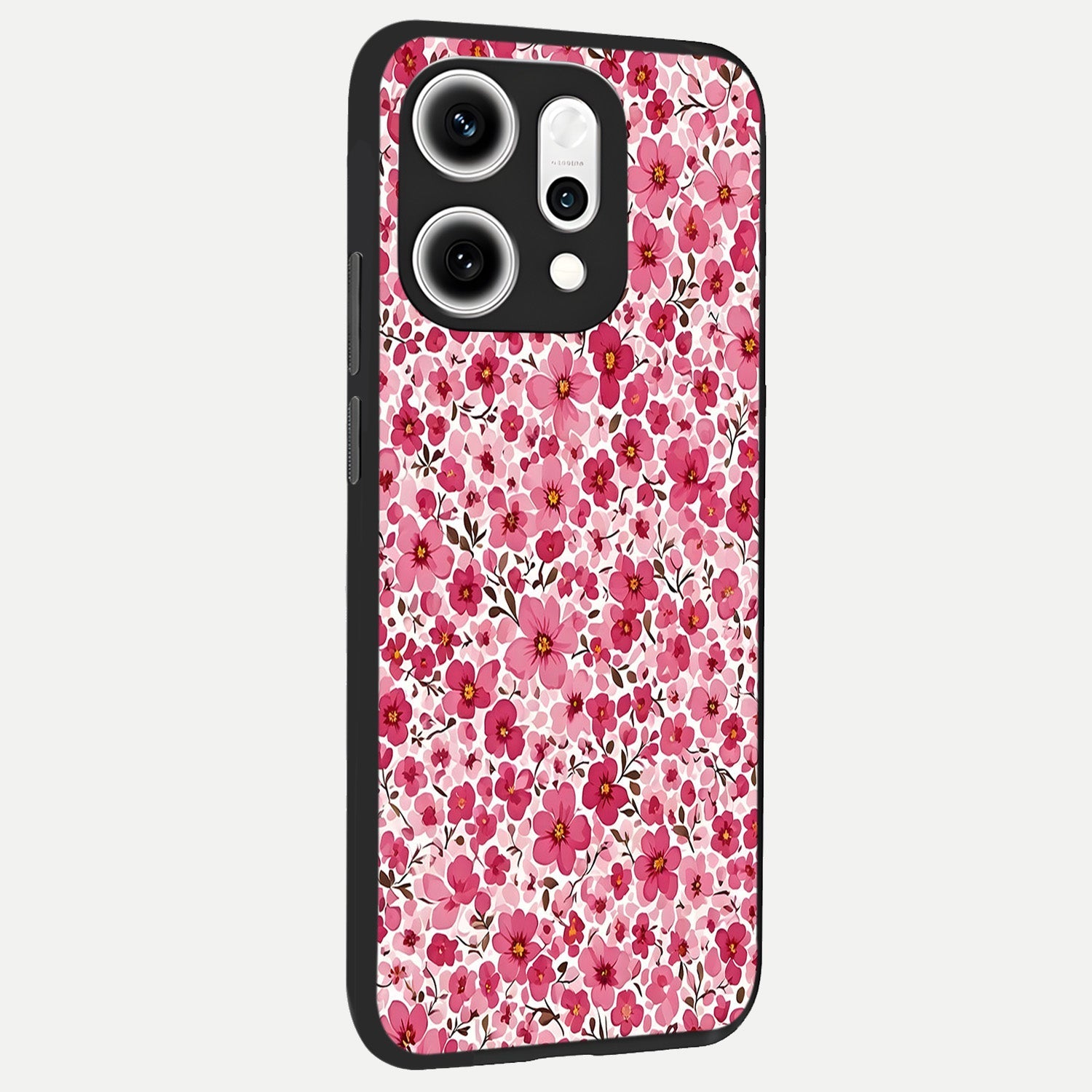  Cherry Blossom Charm back cover For Oppo Reno 14 Pro slim fit glass case with vibrant aesthetic design