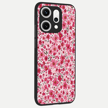  Cherry Blossom Charm back cover For Oppo Reno 14 Pro slim fit glass case with vibrant aesthetic design