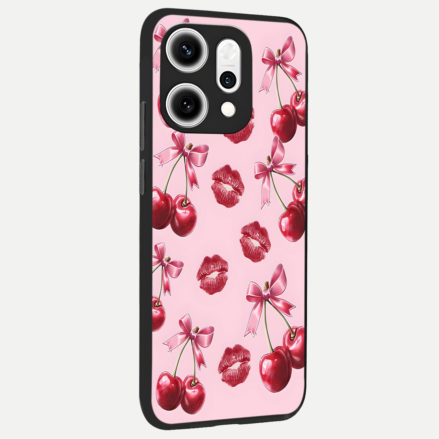  Cherry With Lips back cover For Oppo Reno 14 Pro slim fit glass case with vibrant aesthetic design