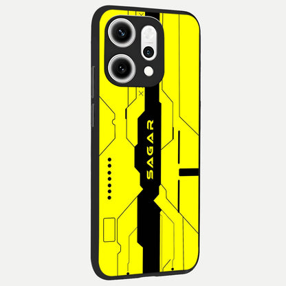  Circuit CYBERPUNK Custom Name back cover For Oppo Reno 14 Pro slim fit glass case with vibrant aesthetic design