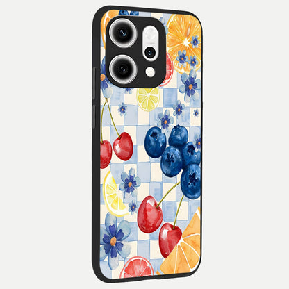  Citrus Bloom Joy back cover For Oppo Reno 14 Pro slim fit glass case with vibrant aesthetic design