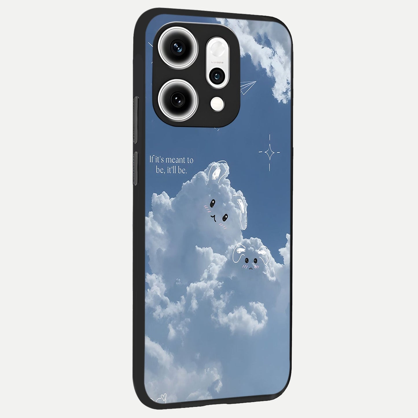  Cloud Bunny Dreams back cover For Oppo Reno 14 Pro slim fit glass case with vibrant aesthetic design