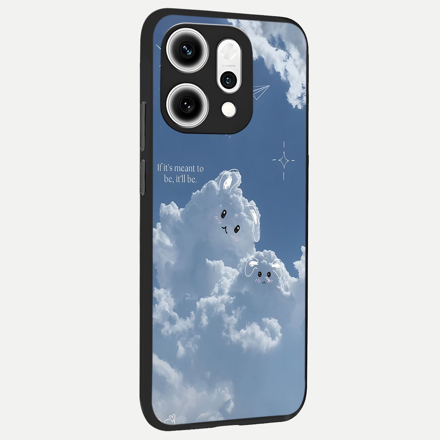  Cloud Bunny Dreams back cover For Oppo Reno 14 Pro slim fit glass case with vibrant aesthetic design