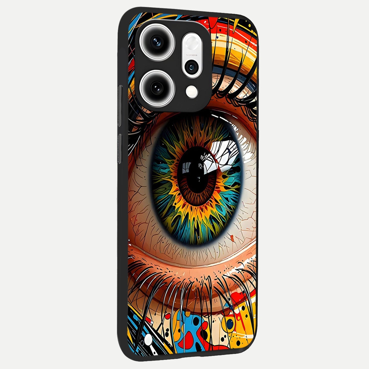  Colorful Eye back cover For Oppo Reno 14 Pro slim fit glass case with vibrant aesthetic design