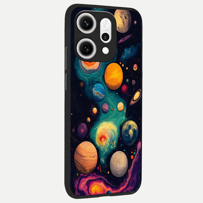  Cosmic Planet Journey back cover For Oppo Reno 14 Pro slim fit glass case with vibrant aesthetic design