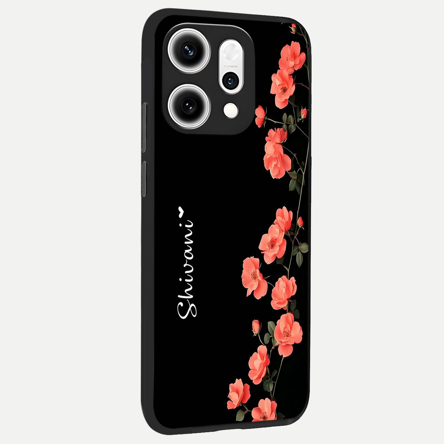  Crimson Bloom Grace Custom Name back cover For Oppo Reno 14 Pro slim fit glass case with vibrant aesthetic design
