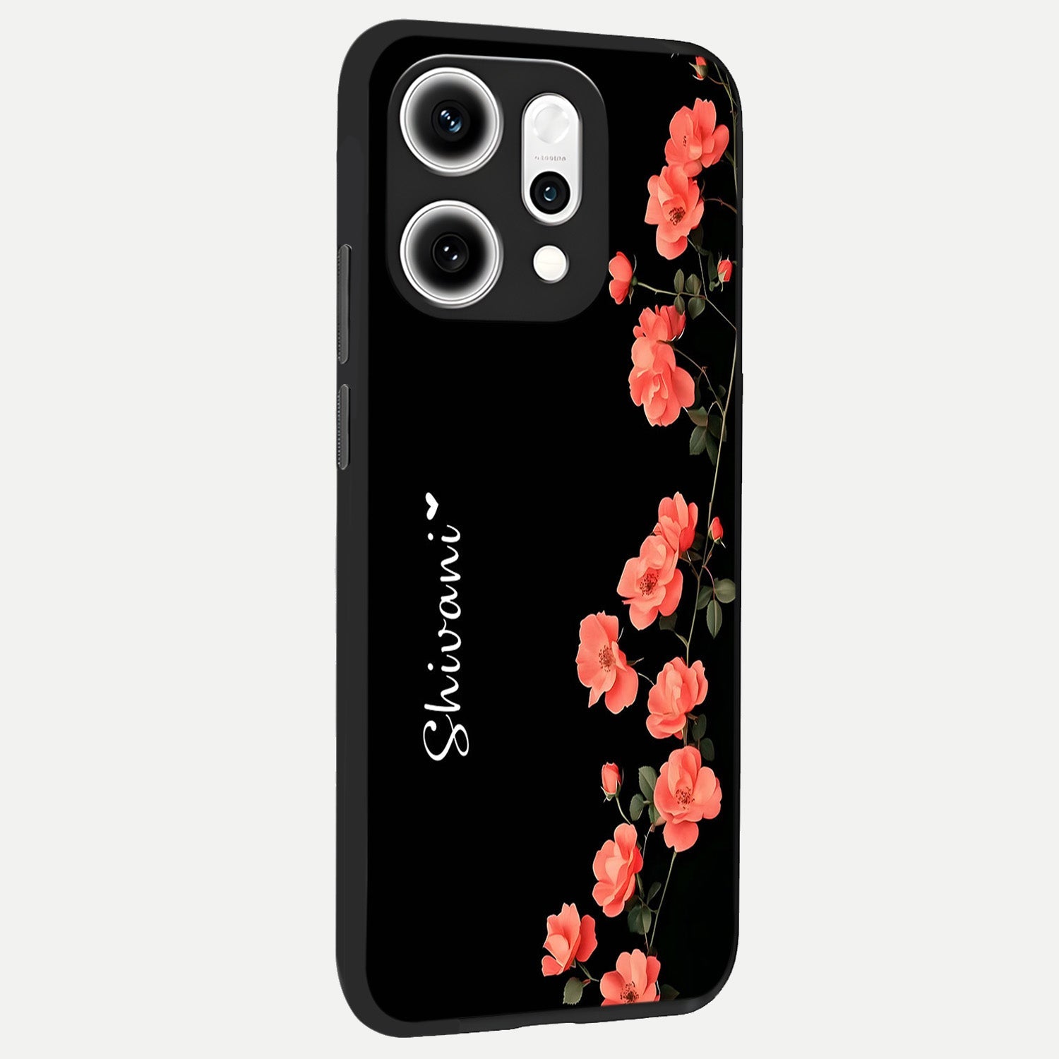 Crimson Bloom Grace Custom Name back cover For Oppo Reno 14 Pro slim fit glass case with vibrant aesthetic design