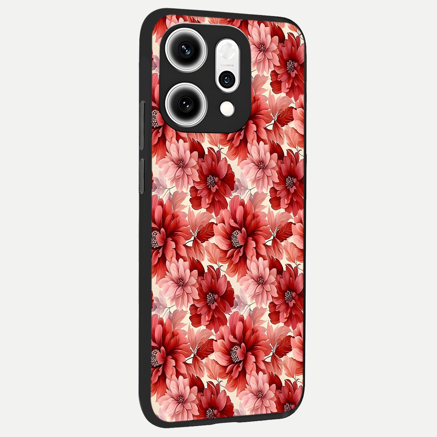  Crimson Love Petals back cover For Oppo Reno 14 Pro slim fit glass case with vibrant aesthetic design