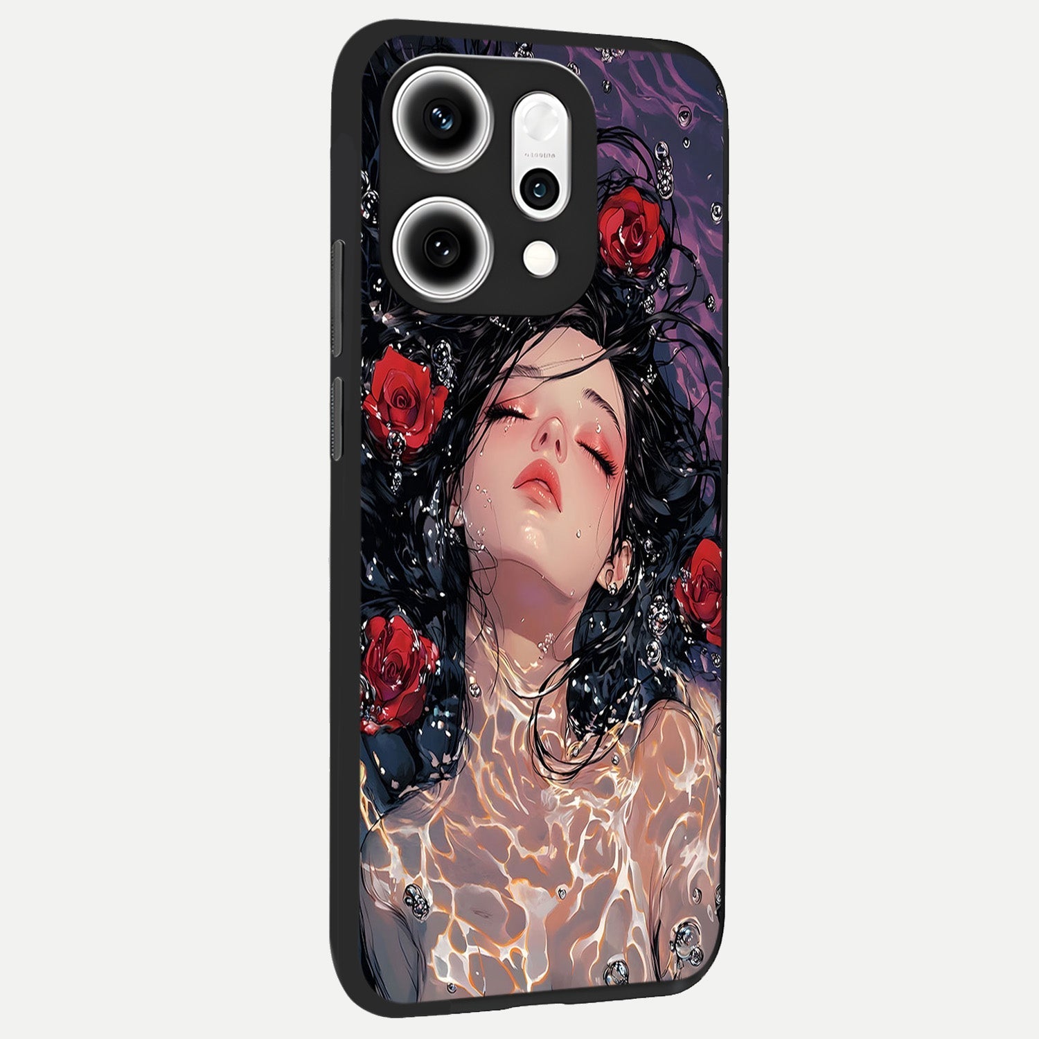  Crimson Rose Serenity back cover For Oppo Reno 14 Pro slim fit glass case with vibrant aesthetic design