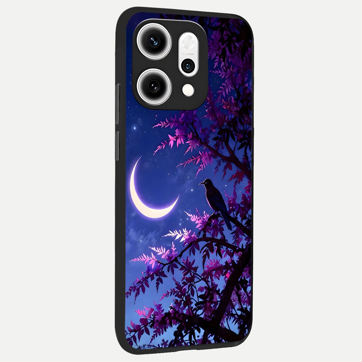  Crow And Moon Scenery back cover For Oppo Reno 14 Pro slim fit glass case with vibrant aesthetic design