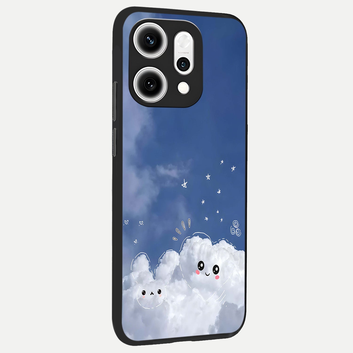  Cute Blossom Cloud back cover For Oppo Reno 14 Pro slim fit glass case with vibrant aesthetic design