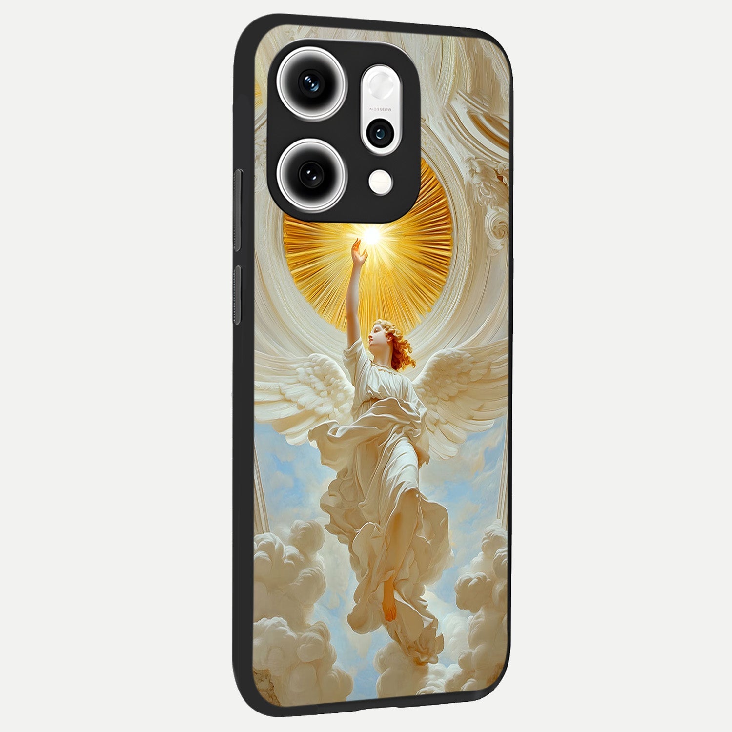  Divine Light Angel back cover For Oppo Reno 14 Pro slim fit glass case with vibrant aesthetic design