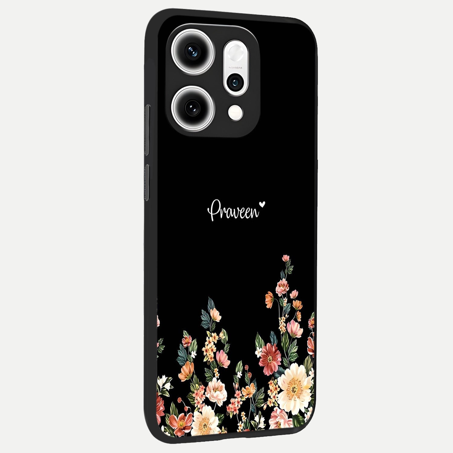  Floral Design Personalized Custom Name back cover For Oppo Reno 14 Pro slim fit glass case with vibrant aesthetic design