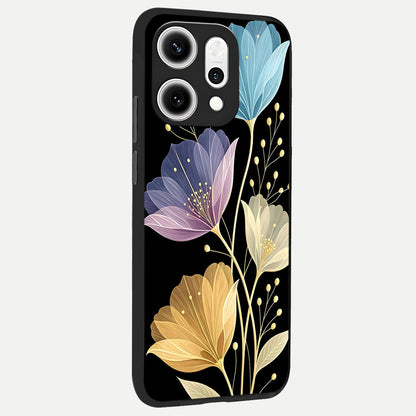  Flower Bloom Glow back cover For Oppo Reno 14 Pro slim fit glass case with vibrant aesthetic design