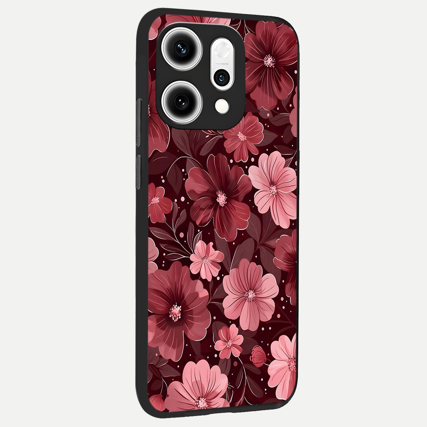  Flower Blush Bloom back cover For Oppo Reno 14 Pro slim fit glass case with vibrant aesthetic design