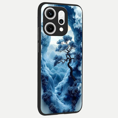  Frozen Serenity Gate back cover For Oppo Reno 14 Pro slim fit glass case with vibrant aesthetic design
