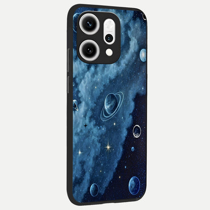  Galaxy Dream Space back cover For Oppo Reno 14 Pro slim fit glass case with vibrant aesthetic design