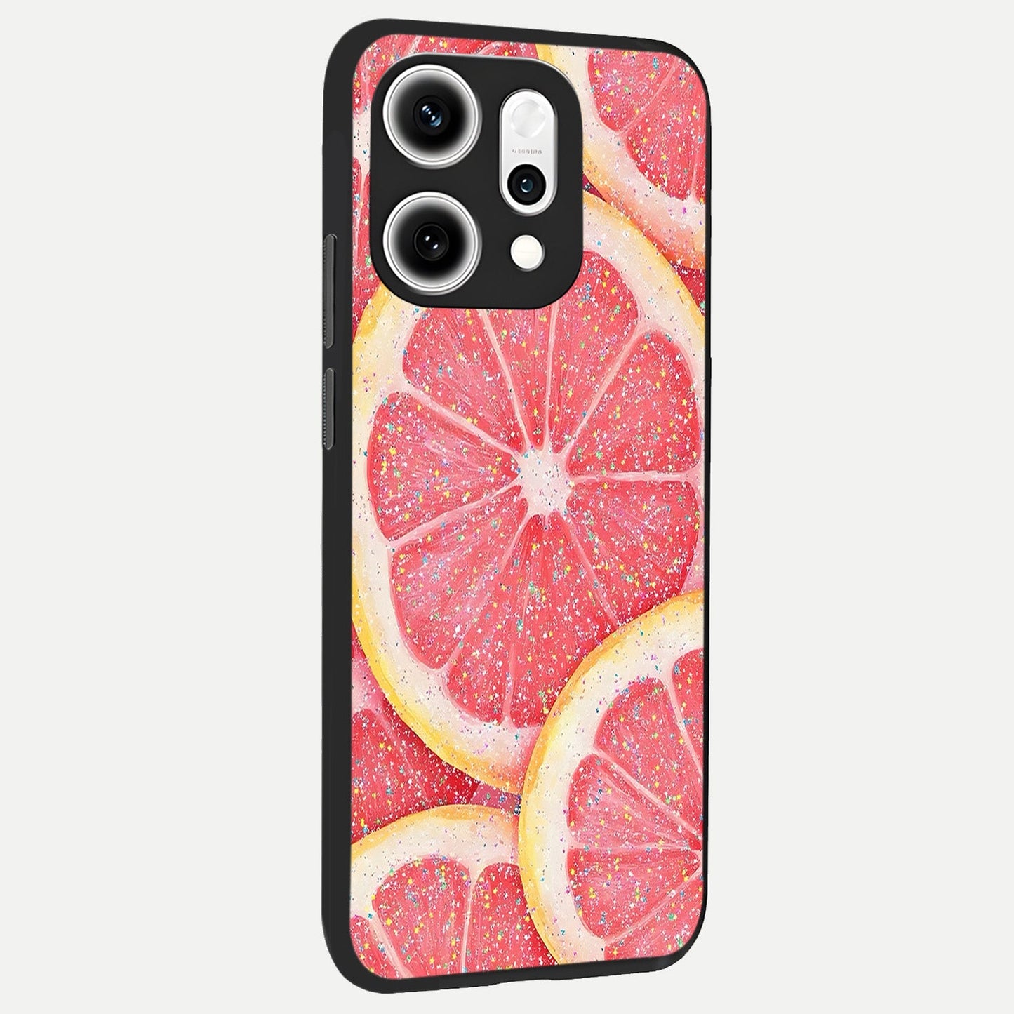  Glitter Grapefruit back cover For Oppo Reno 14 Pro slim fit glass case with vibrant aesthetic design