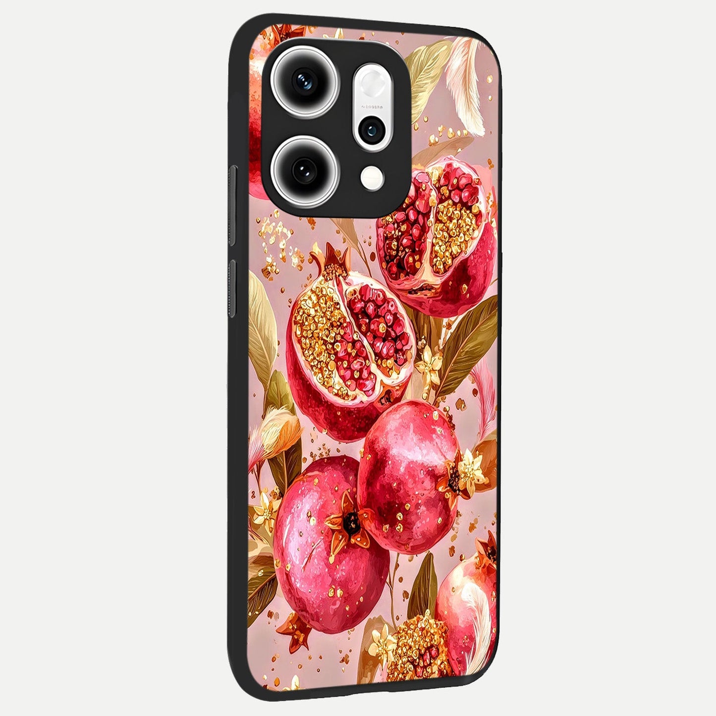  Golden Bloom Glow back cover For Oppo Reno 14 Pro slim fit glass case with vibrant aesthetic design