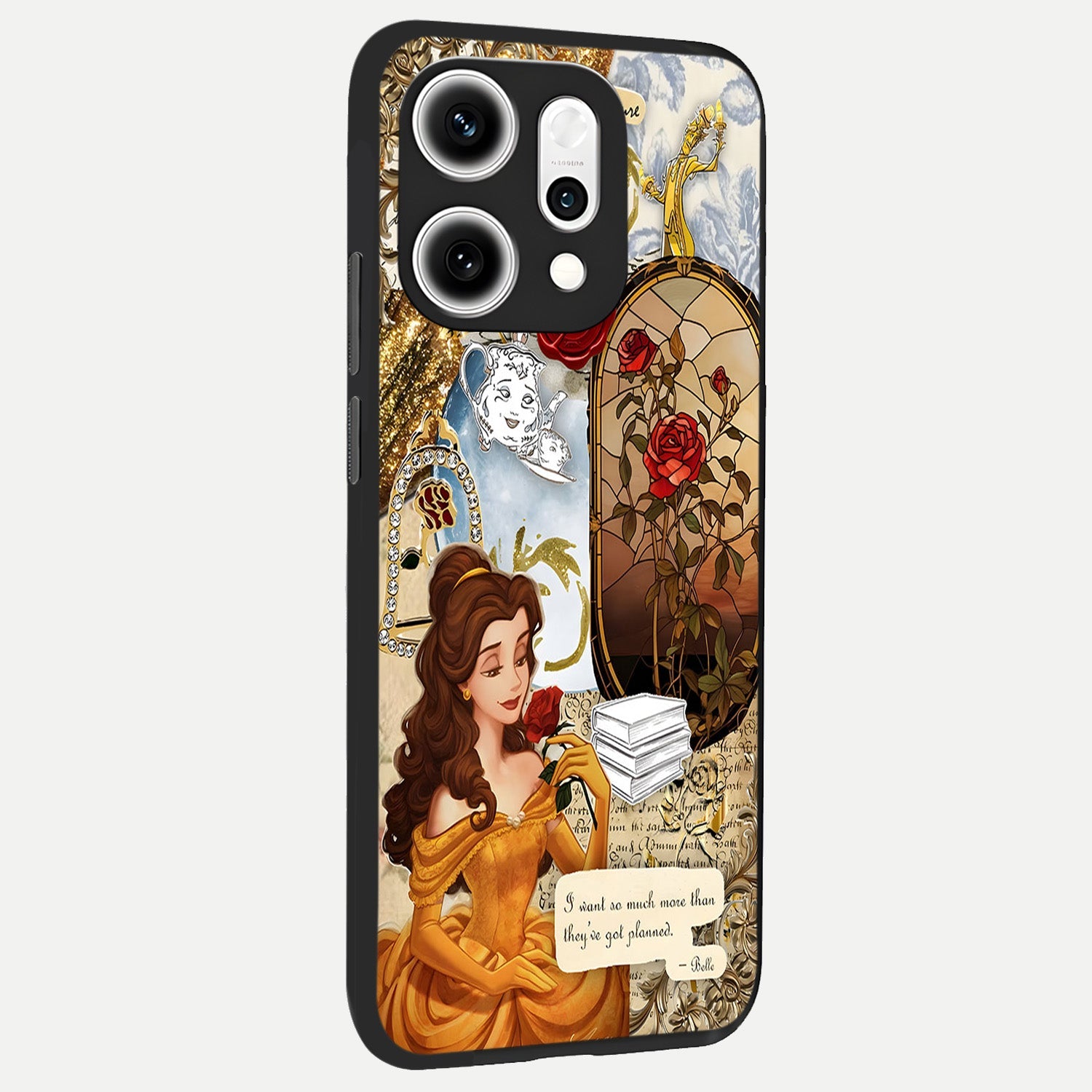 Golden Dream Belle back cover For Oppo Reno 14 Pro slim fit glass case with vibrant aesthetic design