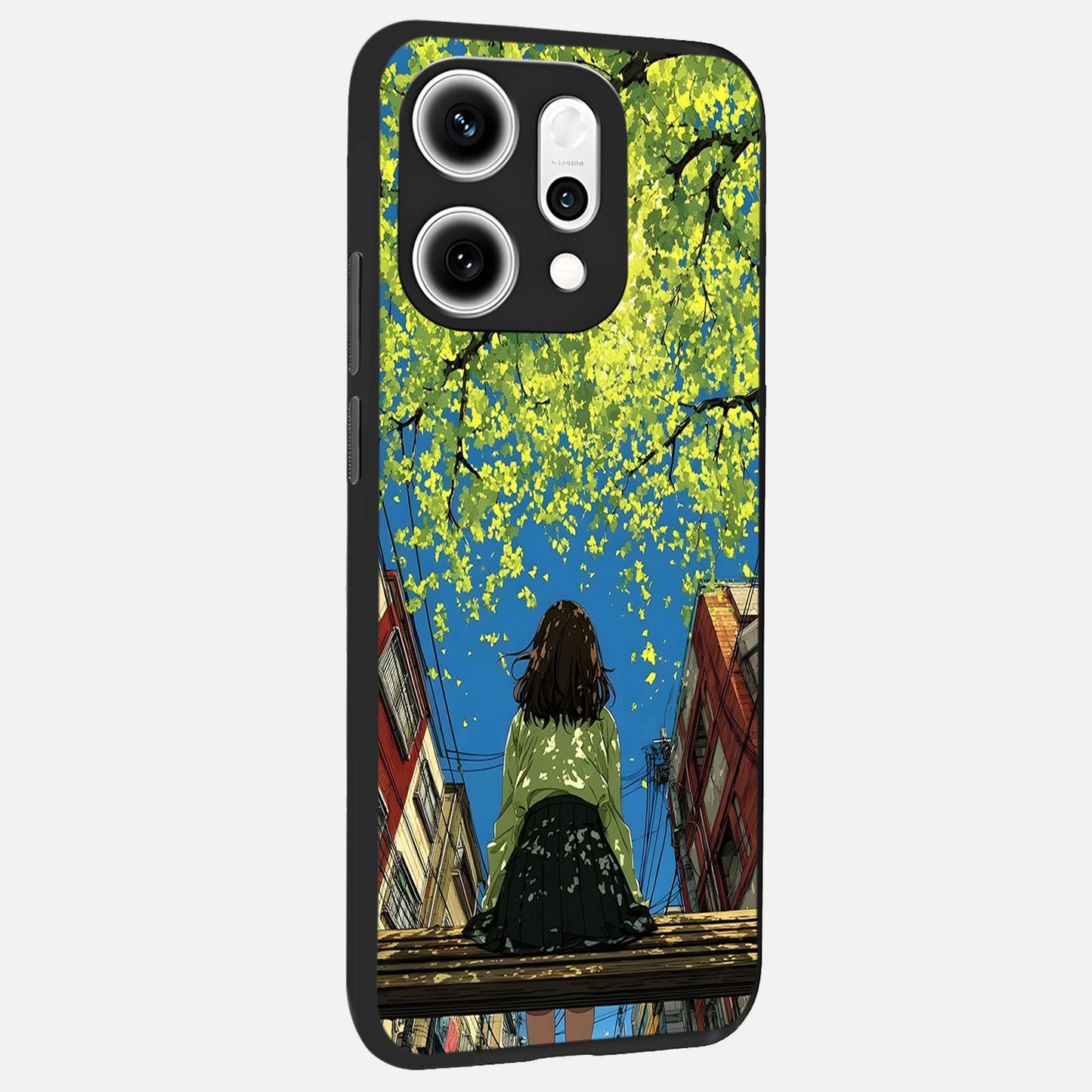  Golden Leaves Glow back cover For Oppo Reno 14 Pro slim fit glass case with vibrant aesthetic design