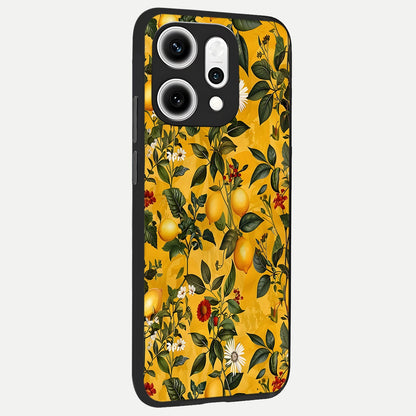  Golden Lemon Field back cover For Oppo Reno 14 Pro slim fit glass case with vibrant aesthetic design