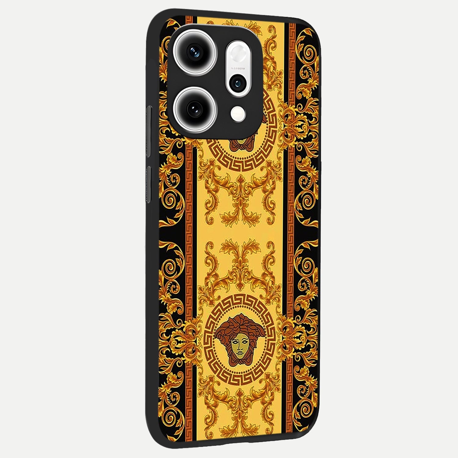  Golden Royal Heritage back cover For Oppo Reno 14 Pro slim fit glass case with vibrant aesthetic design