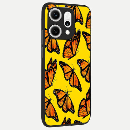  Golden Wing Flight back cover For Oppo Reno 14 Pro slim fit glass case with vibrant aesthetic design