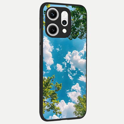  Green Moon Energy back cover For Oppo Reno 14 Pro slim fit glass case with vibrant aesthetic design