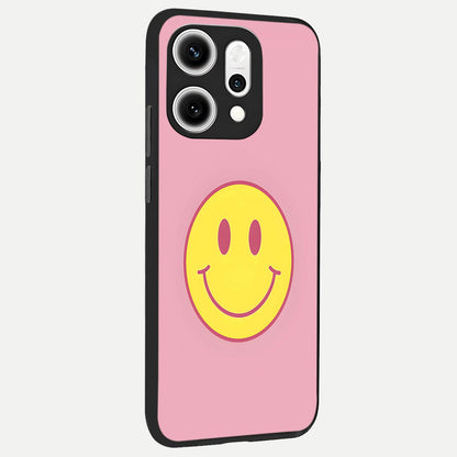  Happy Pink Mood back cover For Oppo Reno 14 Pro slim fit glass case with vibrant aesthetic design
