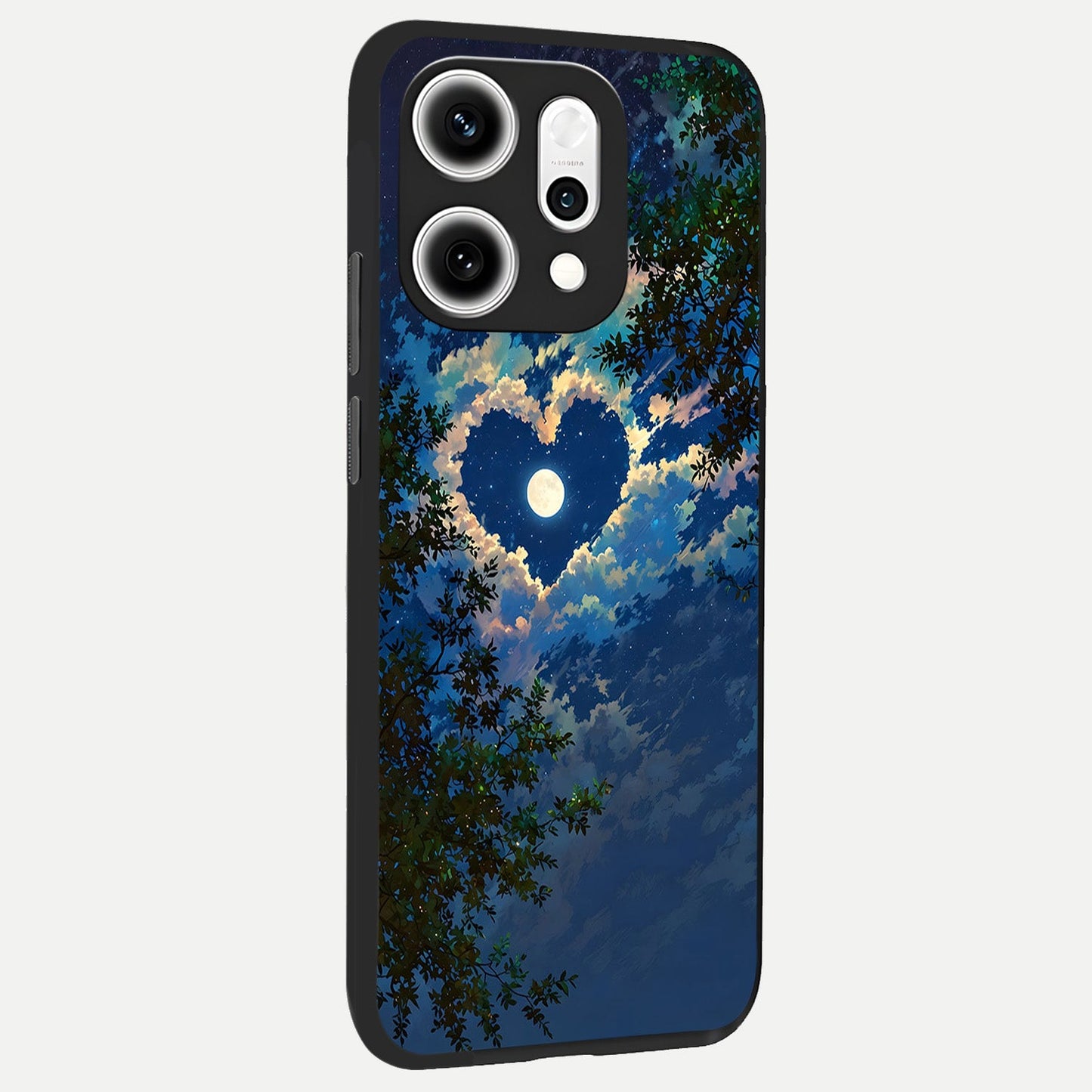  Heart With Moon Sky back cover For Oppo Reno 14 Pro slim fit glass case with vibrant aesthetic design