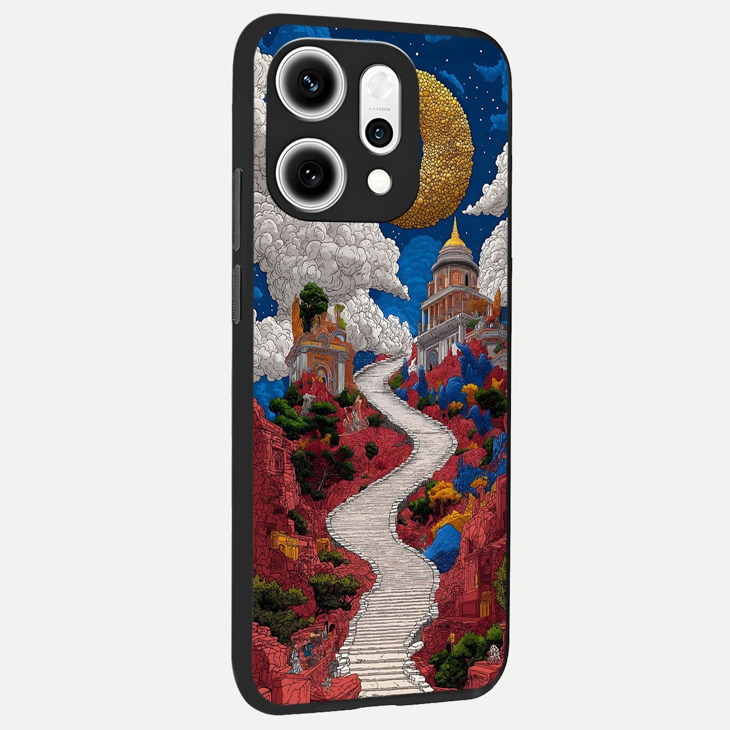  Heavenly Moon Path back cover For Oppo Reno 14 Pro slim fit glass case with vibrant aesthetic design