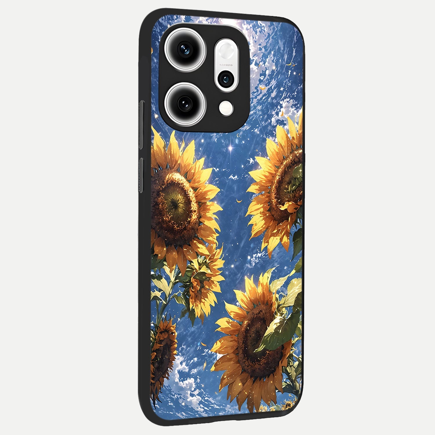  Heavenly Sunflower Rise back cover For Oppo Reno 14 Pro slim fit glass case with vibrant aesthetic design