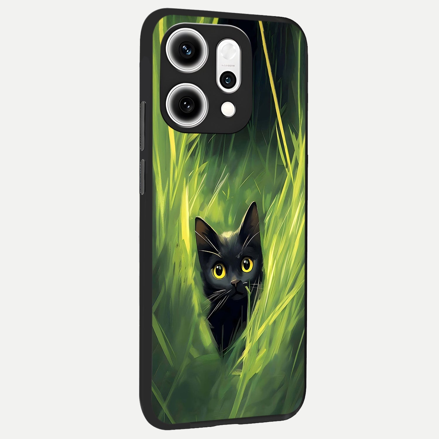  Hidden Cat Whisper back cover For Oppo Reno 14 Pro slim fit glass case with vibrant aesthetic design