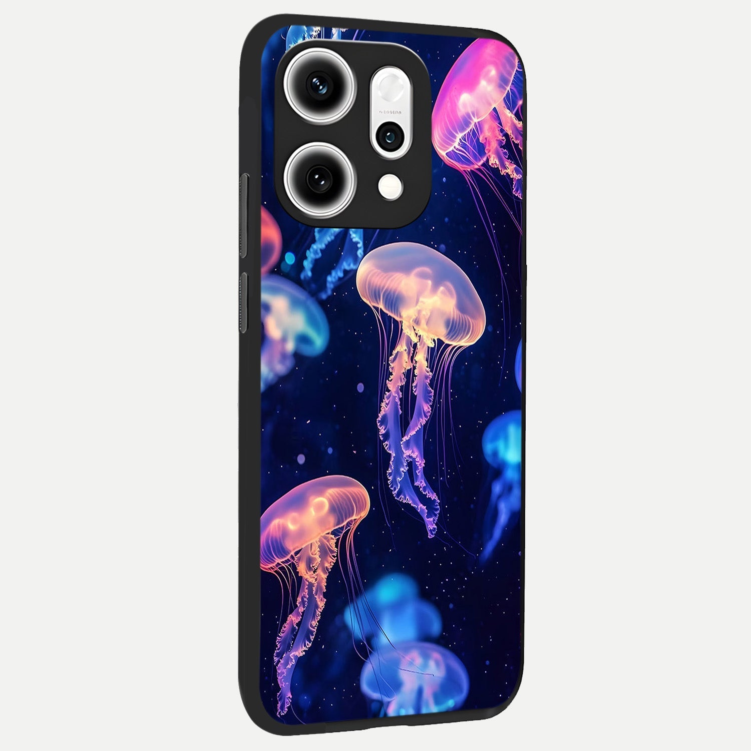  Jellyfish Pattern back cover For Oppo Reno 14 Pro slim fit glass case with vibrant aesthetic design