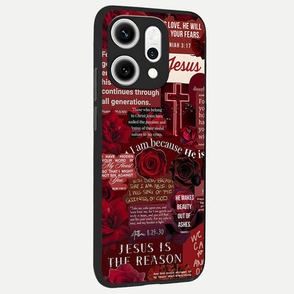  Jesus Love Heals back cover For Oppo Reno 14 Pro slim fit glass case with vibrant aesthetic design
