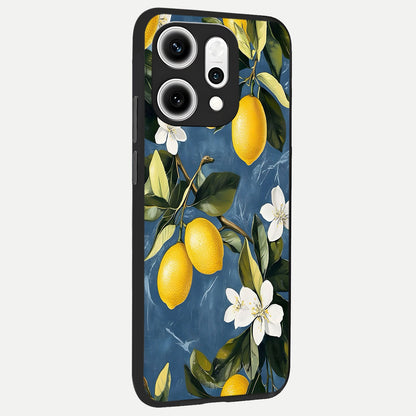  Lemon Dream Garden back cover For Oppo Reno 14 Pro slim fit glass case with vibrant aesthetic design