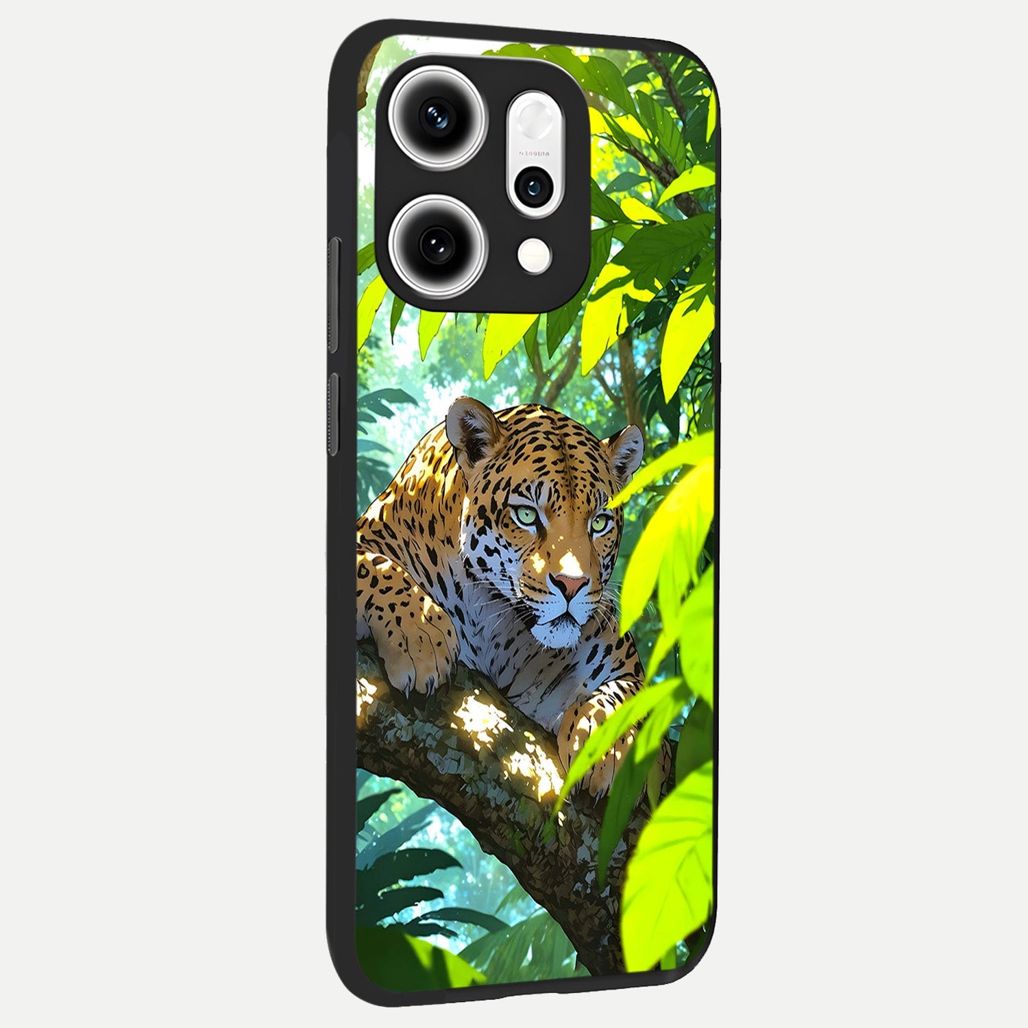 Leopard in Jungle back cover For Oppo Reno 14 Pro slim fit glass case with vibrant aesthetic design
