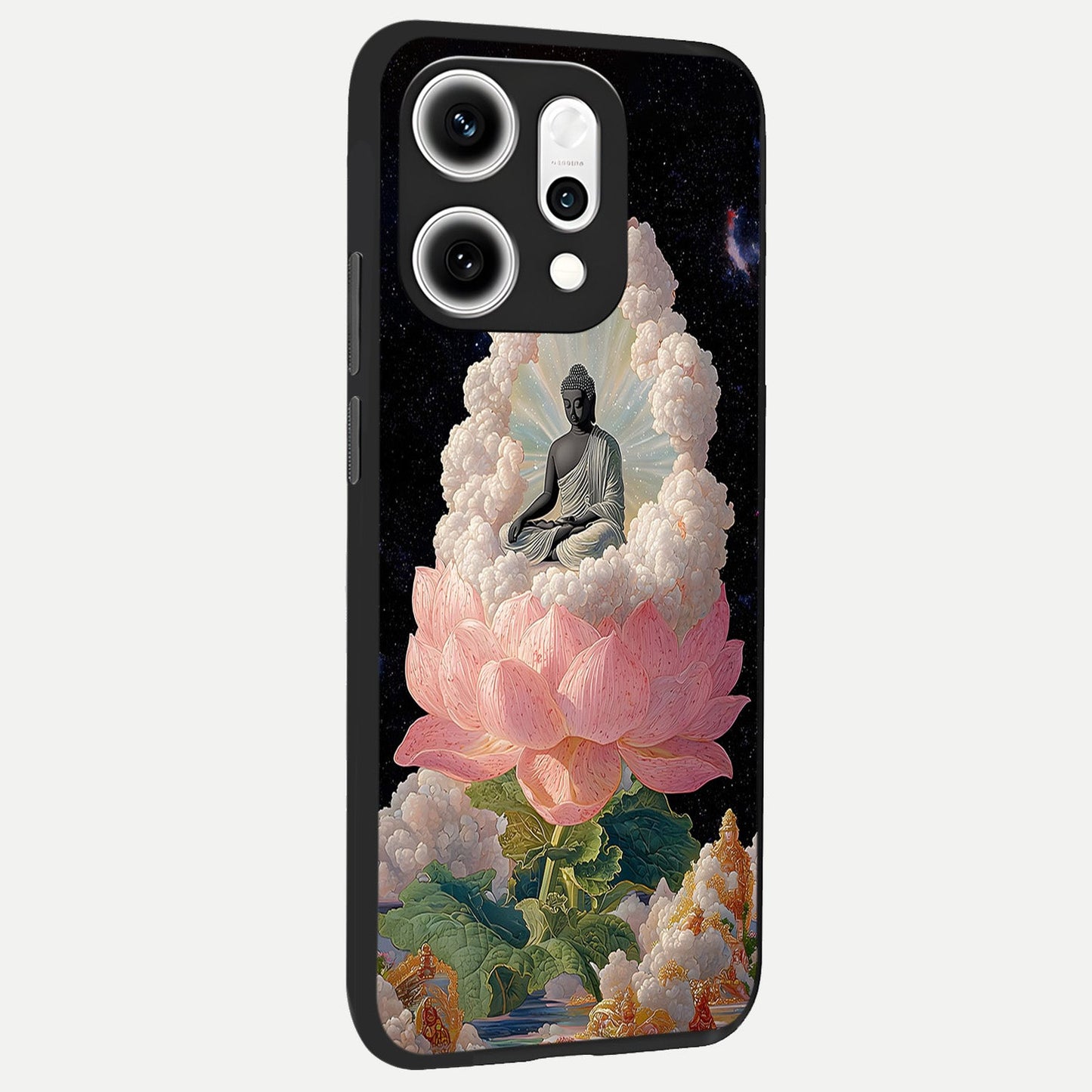  Lotus Divine Peace back cover For Oppo Reno 14 Pro slim fit glass case with vibrant aesthetic design