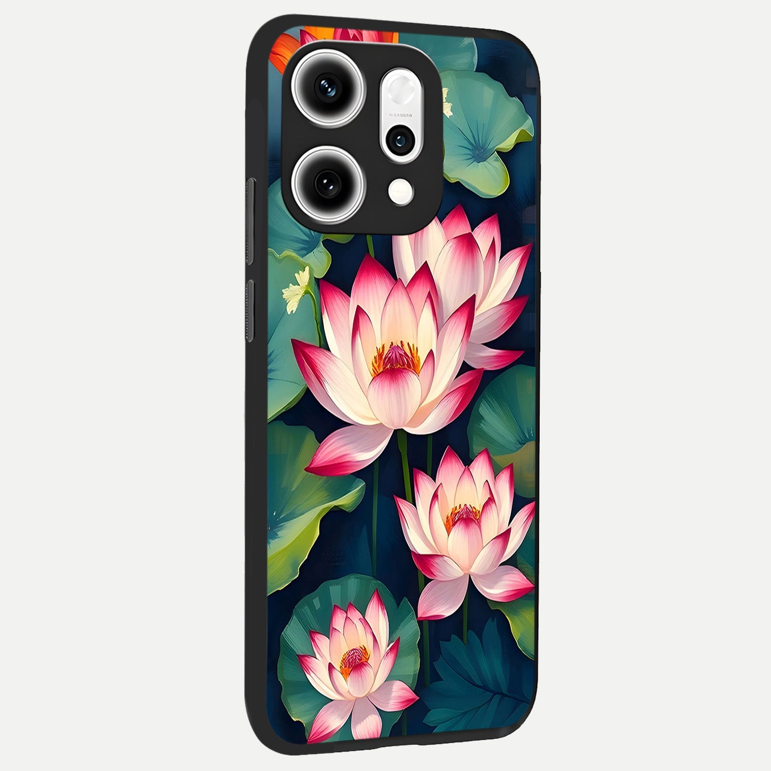  Lotus Dream Serenity back cover For Oppo Reno 14 Pro slim fit glass case with vibrant aesthetic design