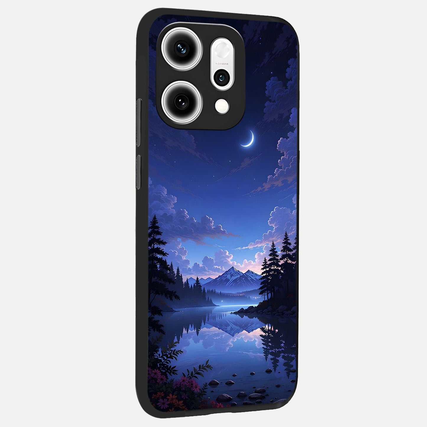  Midnight Lake Peace back cover For Oppo Reno 14 Pro slim fit glass case with vibrant aesthetic design